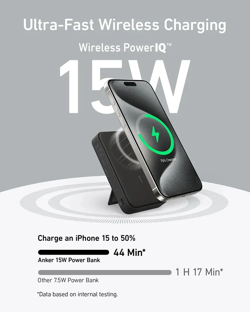 Портативний зарядний пристрій MagGo 10000 mAh Qi2 15W + USB-C PD 27W Black Anker teh0027062 - фото 5