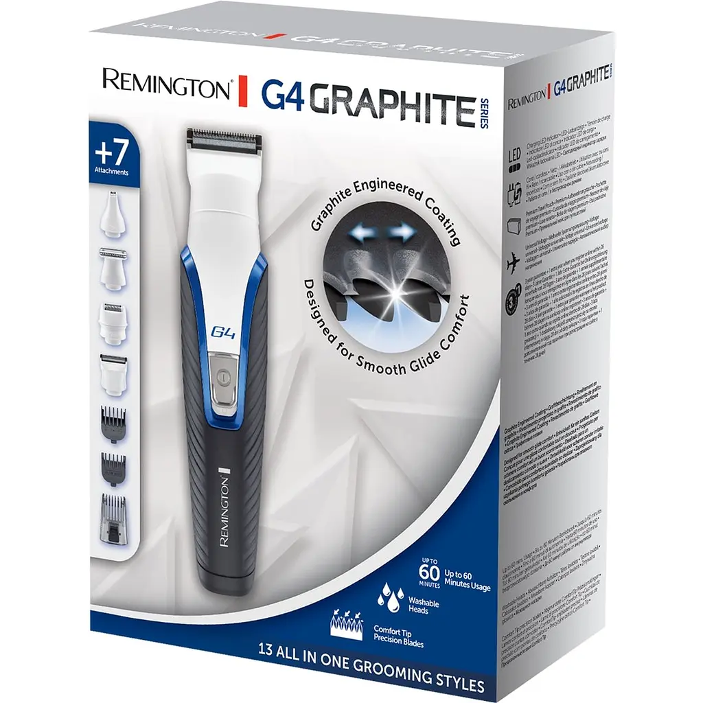 Набір для стрижки Remington G4 Graphite Series для бороди, вусів, голови, носа і тіла чорно-білий (PG4000) - фото 6