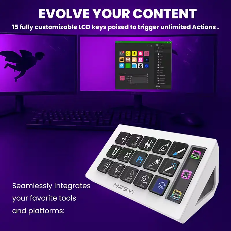 Stream Deck MRSVI 293S White — 16 LCD-кнопок для стріму, OBS і макросів, USB підключення, Білий - фото 4