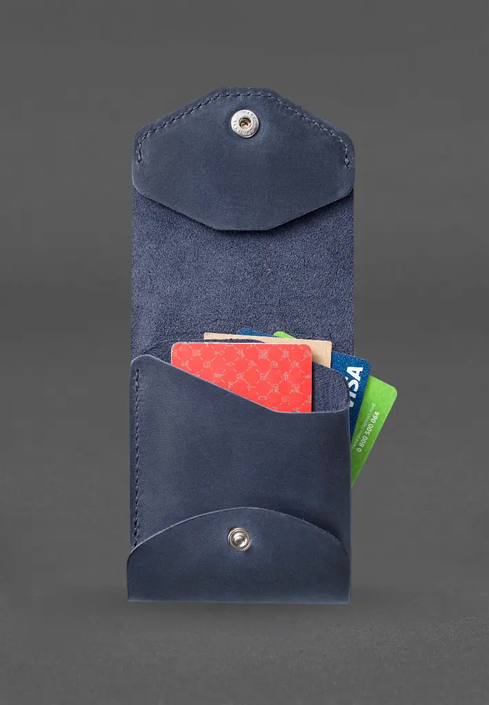 Кожаный кард-кейс (портмоне) 11.0 синий Crazy Horse - фото 6