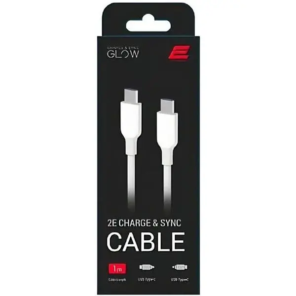 Кабель 2E USB-C - USB-C Glow 60W 1m White - фото 2