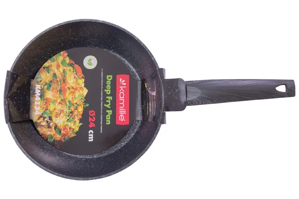 Сковорода глибока антипригарна Kamille 4134 24 см Black Marble алюміній - фото 4