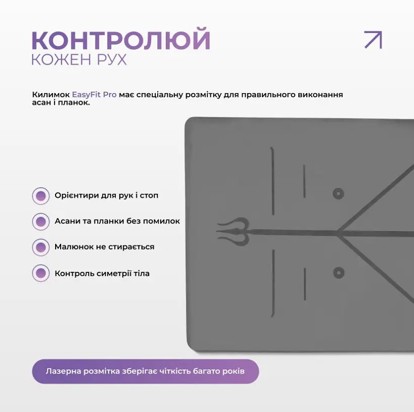 Килимок для йоги професійний EasyFit Pro каучук 5 мм Чорний (EF-1925-BK) - фото 5