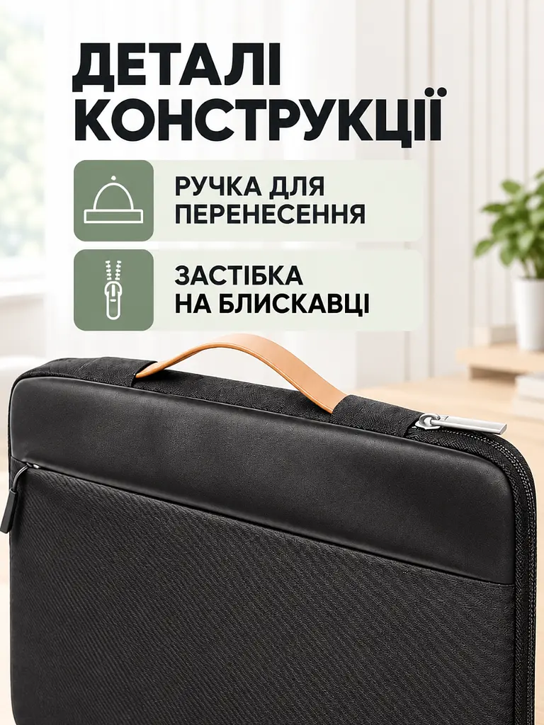 Сумка для ноутбука 16 дюймів водовідштовхувальна Чорна (37261523) - фото 6