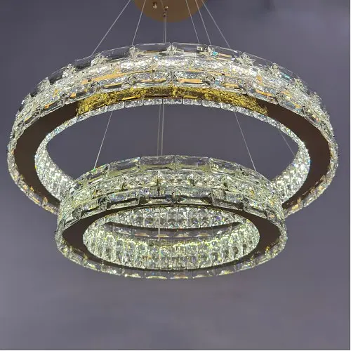 Linisoln 7896-60*40 CH, підвісна кришталева LED-люстра хром 65 Вт з пультом Dimmer - фото 3