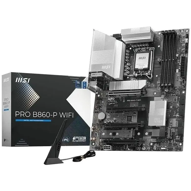 Материнська плата MSI PRO LGA1851, B860-P WIFI, B860, 4xDDR5, 1xPCI-E 5.0 x16, 3xPCI-E 4.0 x16, 4xSATA3, 3xM.2, ALC897, Realtek 8126 5Gb, WiFi 7, Bluetooth 5.4, HDMI/DP/Type-C, ATX - фото 2