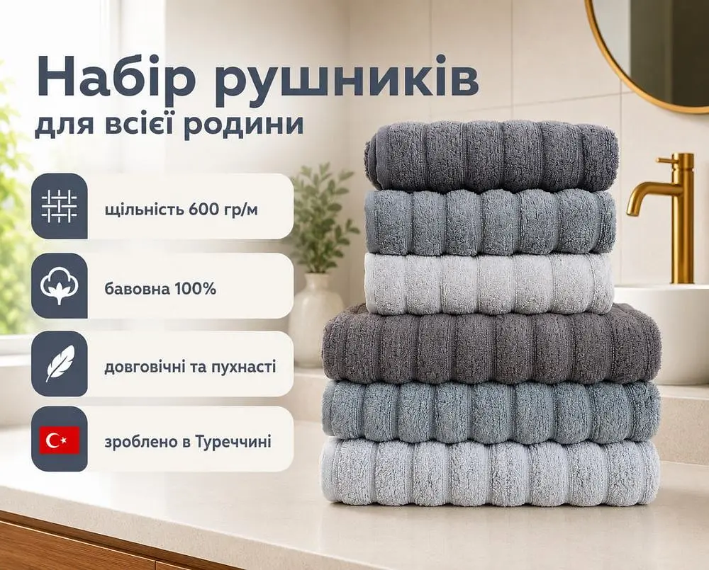 Набір турецьких махрових рушників Cestepe MicroCotton Premium 3 штуки 50x90 + 3 штуки 70х140 Ezgi 9 щільність 600 г/м2 - фото 2