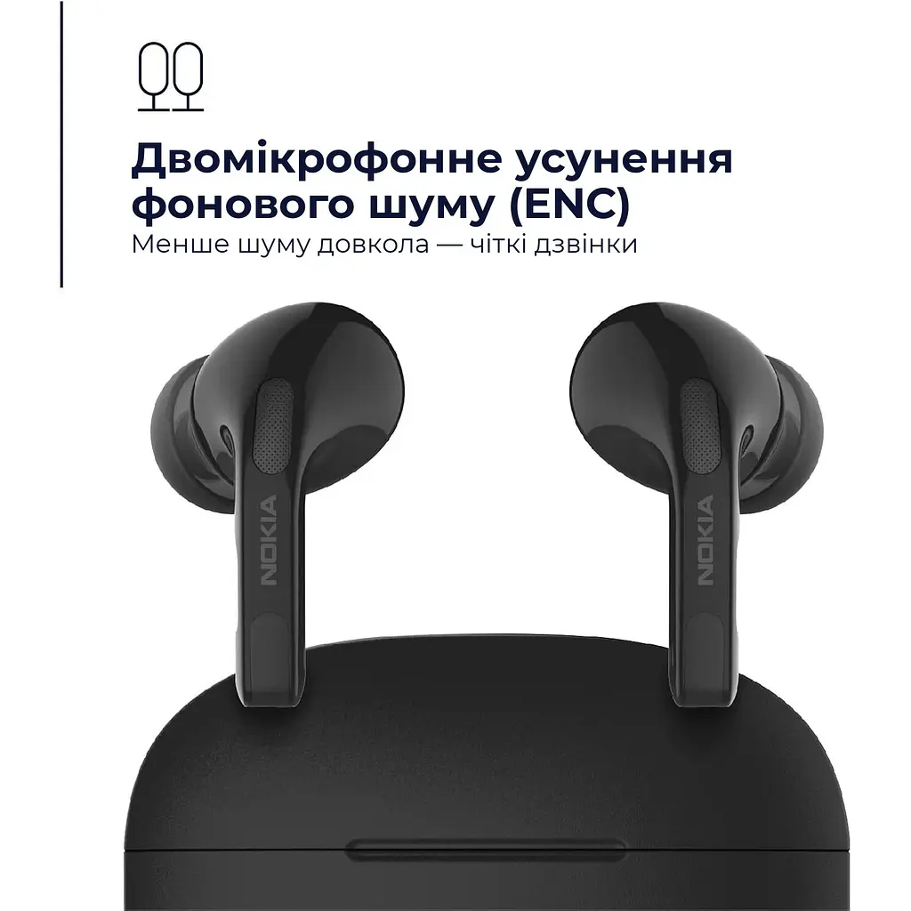 Навушники гарнітура бездротові Nokia Go Earbuds+ TWS-201 ENC Black 8Р00000142 - фото 6