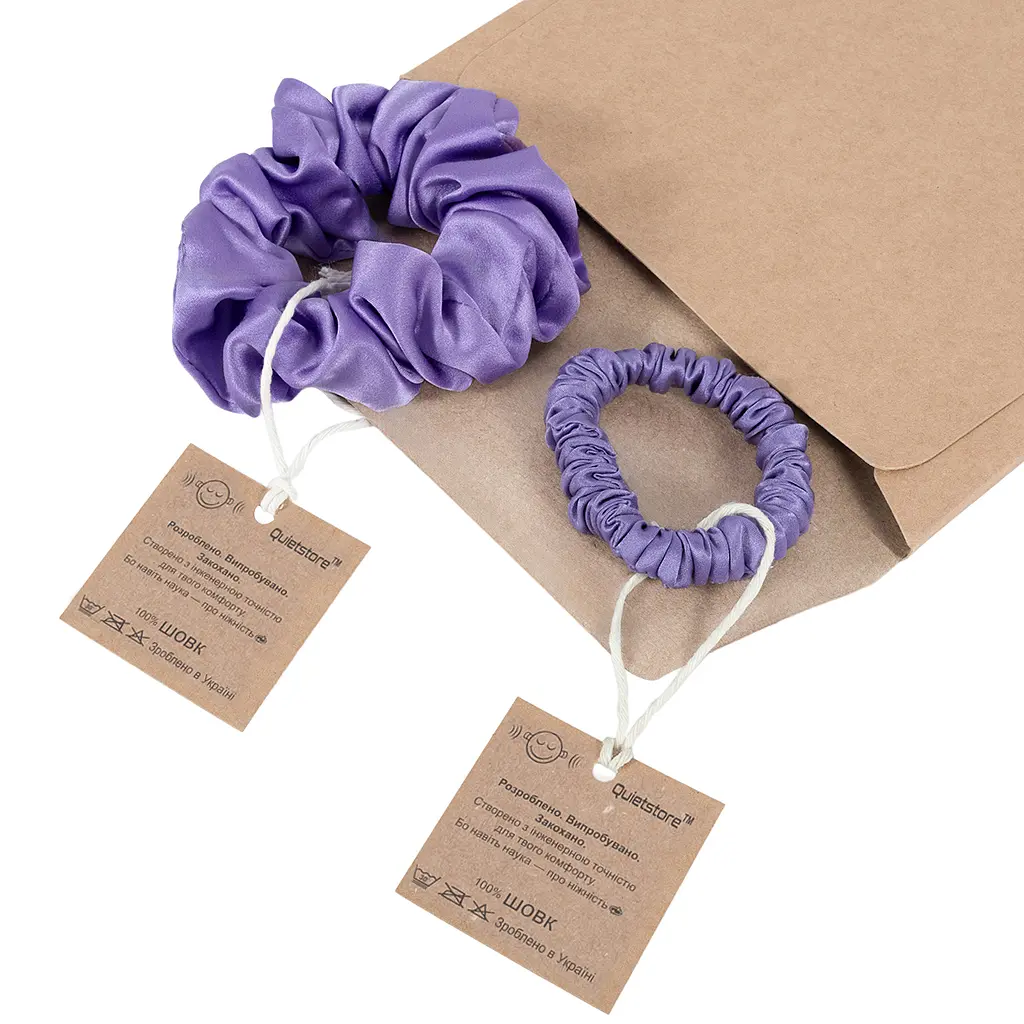 Набір із 2 шовкових резинок для волосся Чумацький Шлях S+L - два режими фіксації лавандовий (1243-02) - фото 3