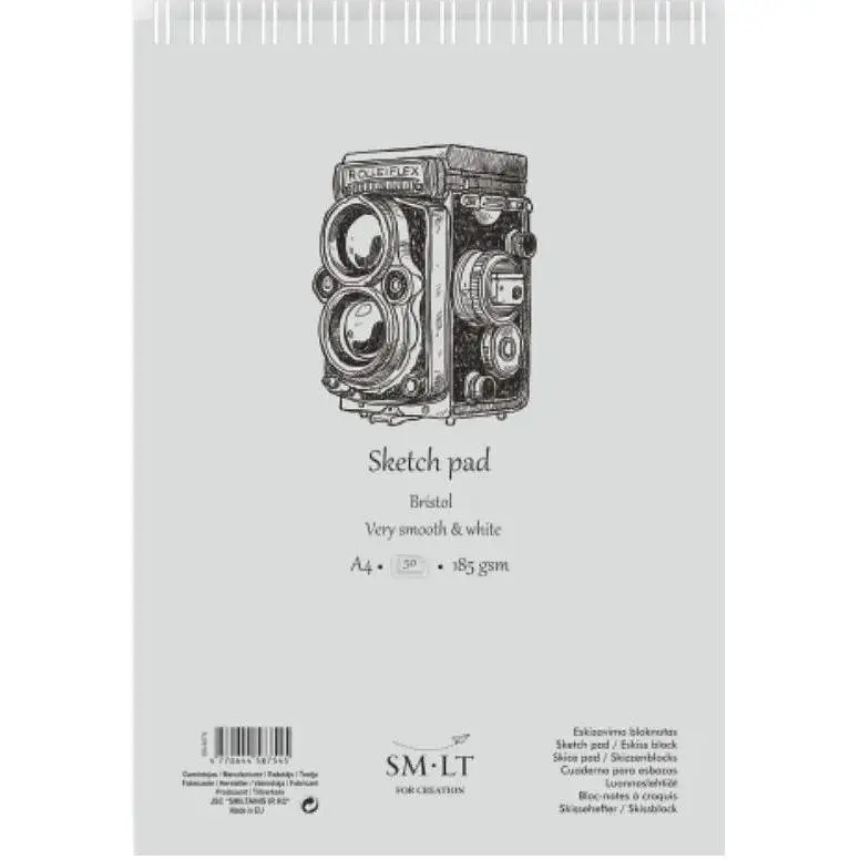 Альбом для эскизов на спирали SM-LT Art Authentic (Bristol) 185г/м2 50л белая и гладкая бумага - фото 2