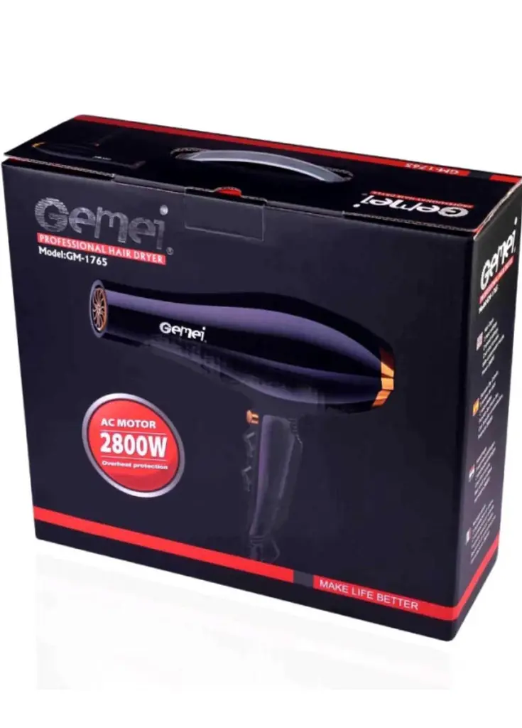 Фен професійний Gemei GM-1765 для сушіння та укладання волосся 2800 W Чорний - фото 5