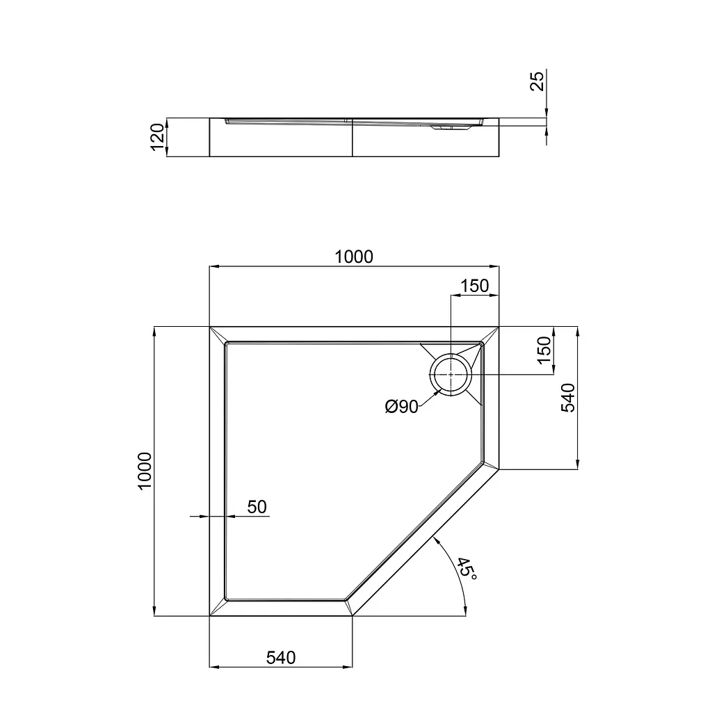 Душевой поддон Qtap Diamond 301112 100x100x12 см + сифон Белый Универсальный мелкий (до 20 см) - фото 2