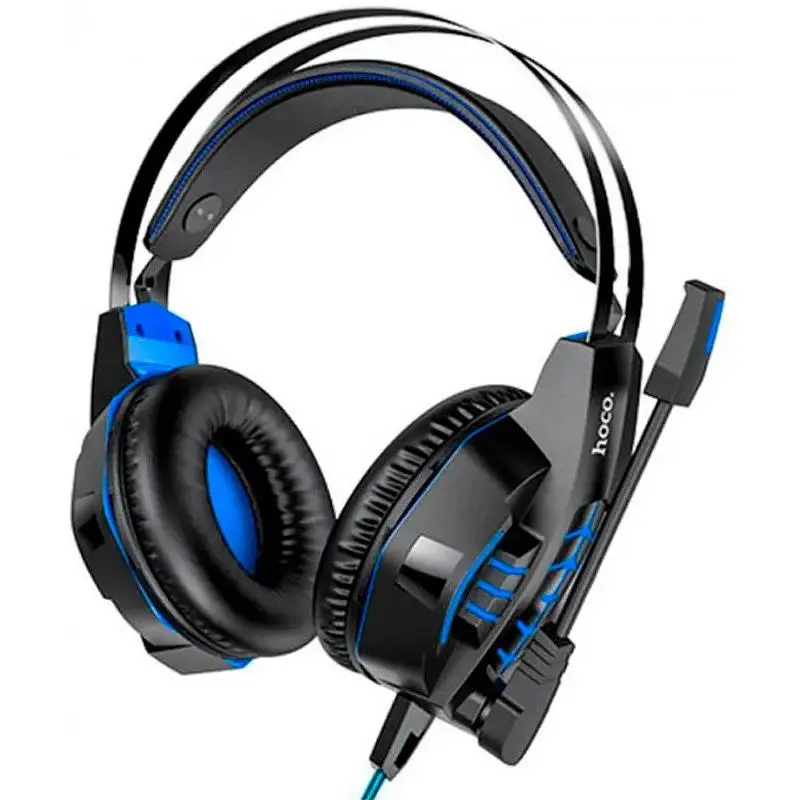 Ігрові навушники з мікрофоном та LED підсвічуванням Hoco Cool Tour Gaming W102 Blue - фото 6