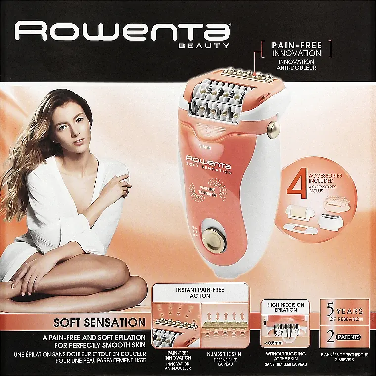 Эпилятор Rowenta Soft Sensation оранжевый (EP5720F1) - фото 3