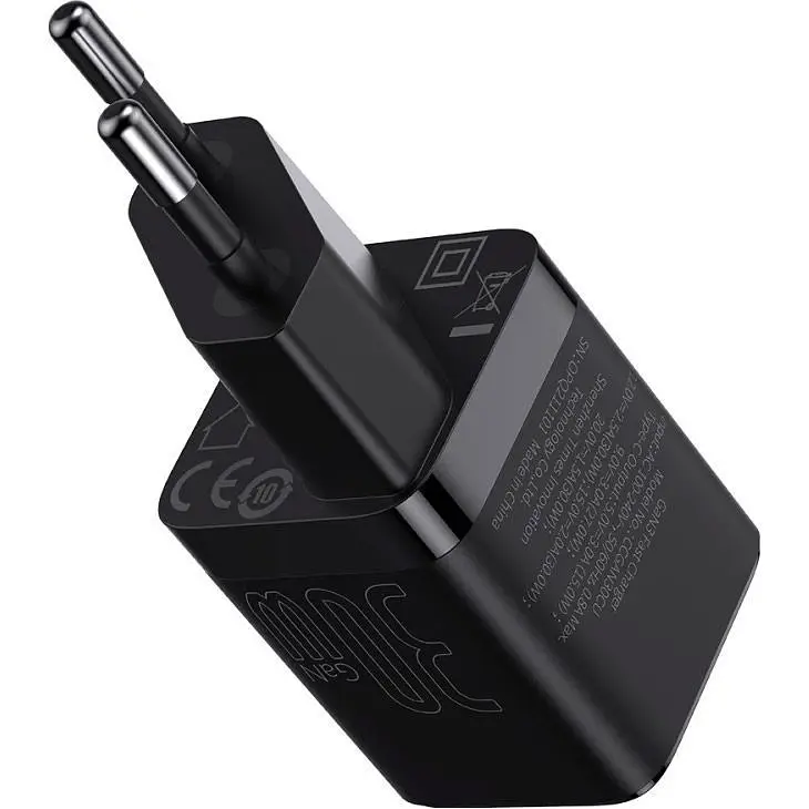Мережевий зарядний пристрій Baseus GaN3 Fast Charger Type-C 30W Black [CCGN010101] [78685] - фото 5