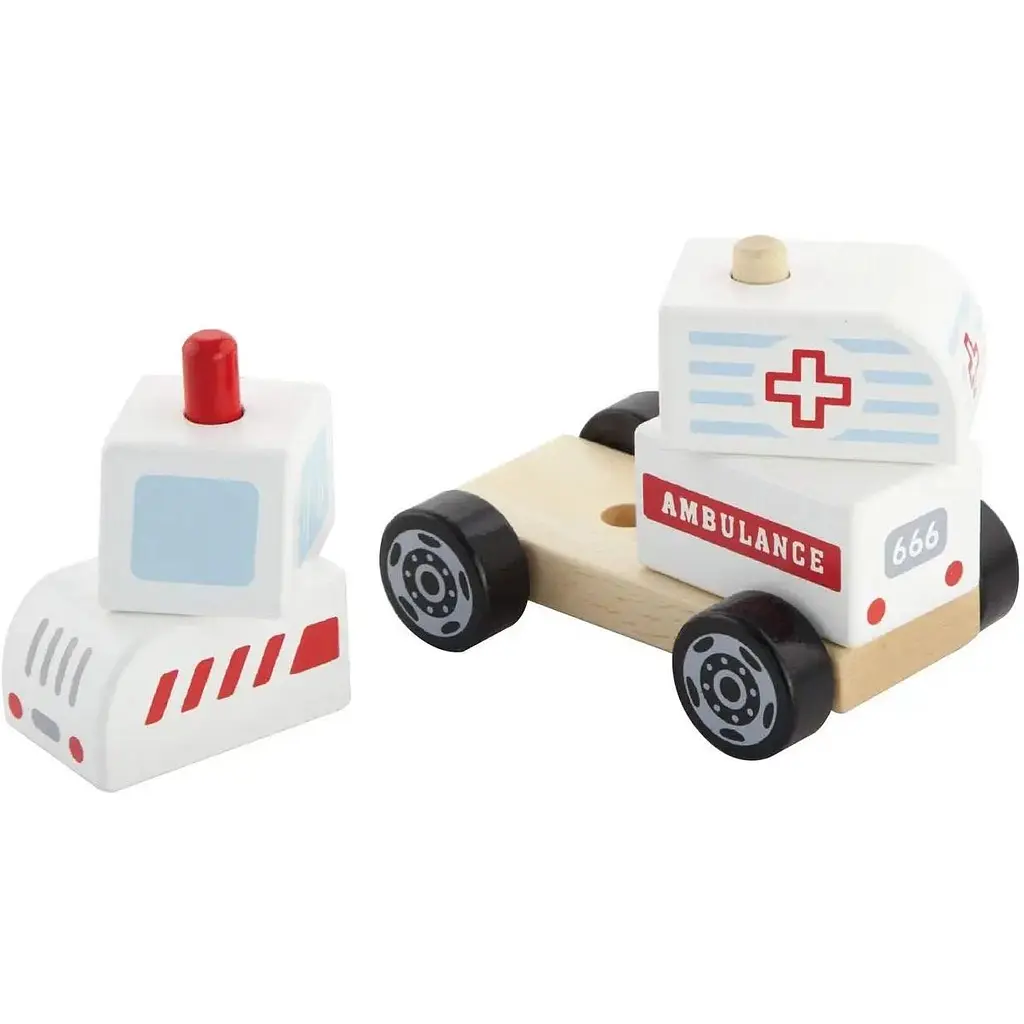 Пірамідка Viga Toys Машина швидкої допомоги дерев'яна (50204) - фото 2