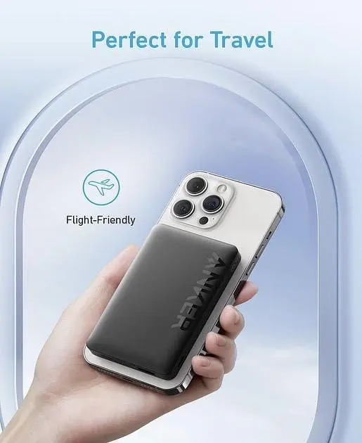 Повербанк Anker 334 MagGo 10000 mAh 20 W з бездротовою, магнітною зарядкою Magsafe для iPhone чорний - фото 5