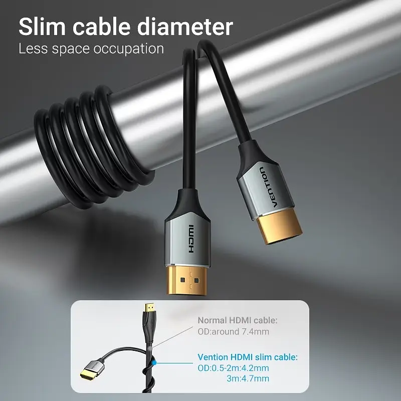 Кабель HDMI M - M, 1.0 м, V2.0, 4K 60Гц PVC сірий Vention - фото 6