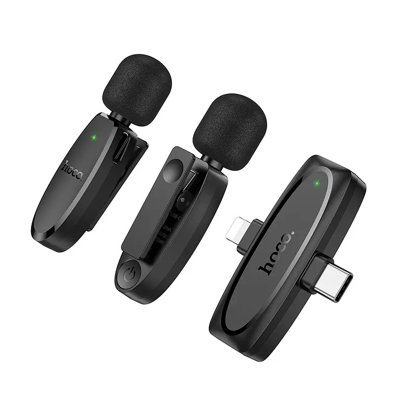 Бездротова мікрофонна система HOCO L15 dual-mic (iP/Type-C) Black (6942007638623) - фото 3