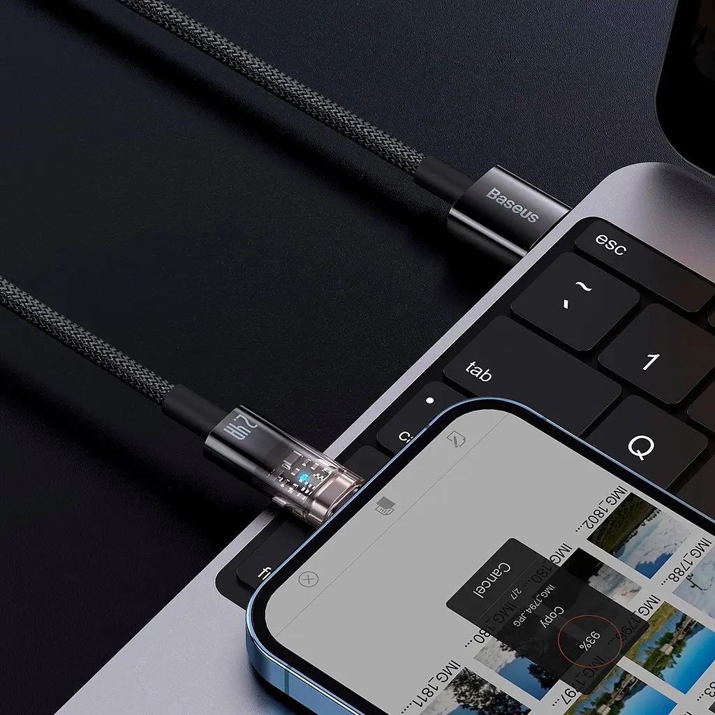 Кабель Baseus Explorer Series Auto Power-Off Fast USB to Lightning 2.4A 2m Black (CATS000501) [86021] - фото 11