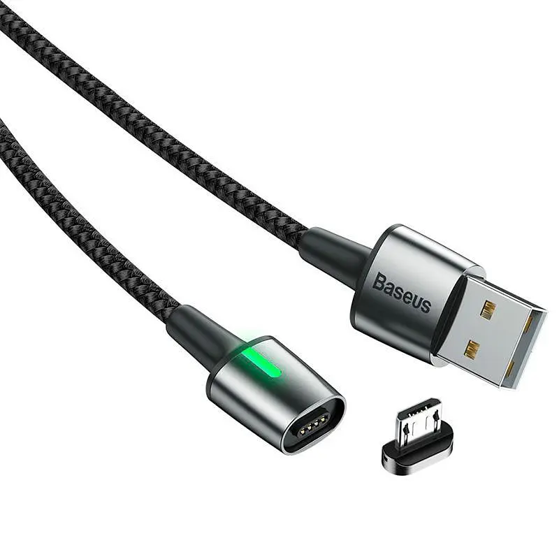 Кабель Baseus Zinc Fabric Magnetic Cable USB to MicroUSB 1.5A 2m CAMXC-B01 Black - фото 5