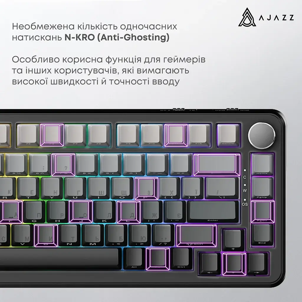 Клавіатура Ajazz AK820 Max Magnetic Switch RGB USB UA Gradient Black (AK820MAX-M-S-GG) - фото 8