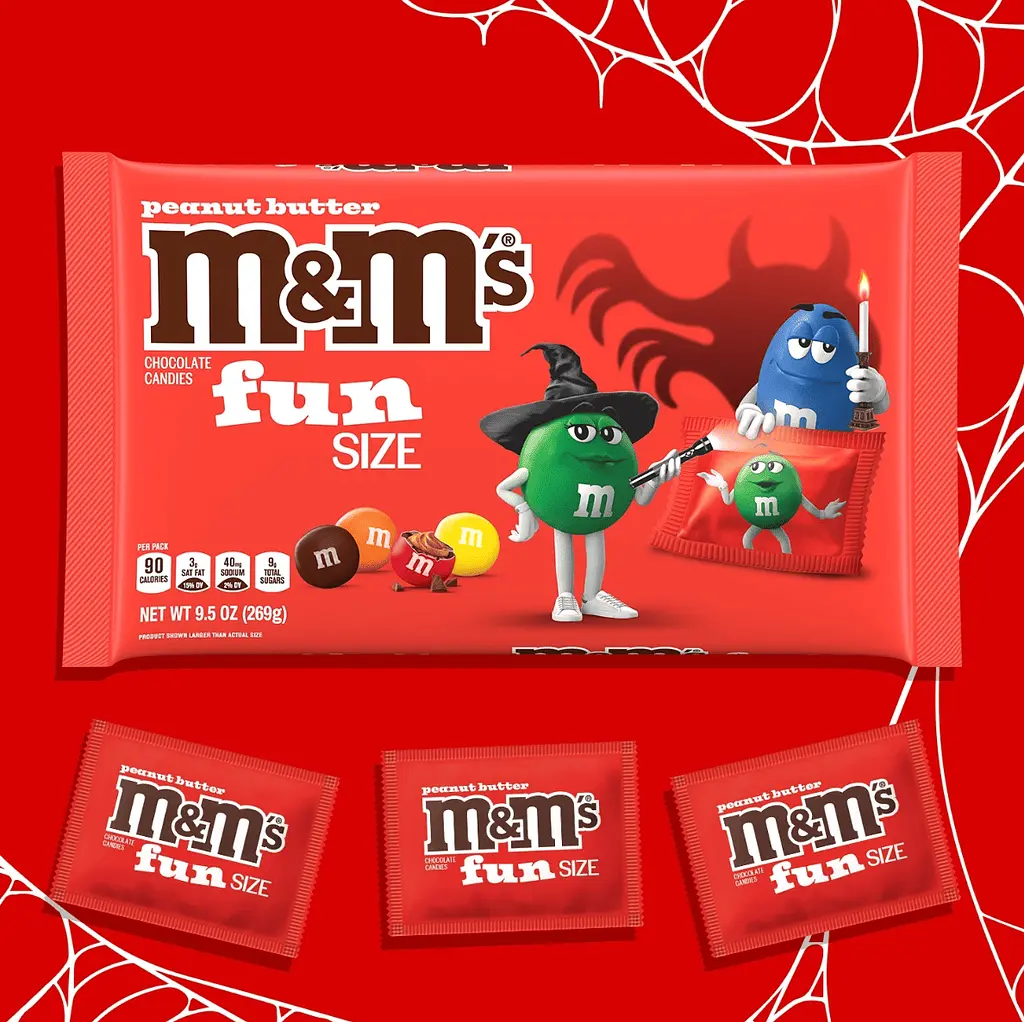Драже M&M's Fun Size Peanut Butter Milk Chocolate Halloween Candy 269г - фото 2