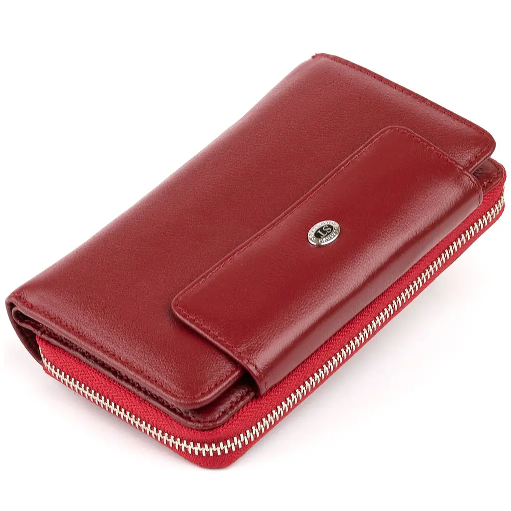 Гаманець зі шкіри на клямці ST Leather 19341 бордовий - фото 11