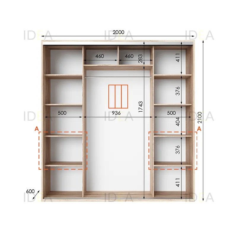 Шафа-купе Idea серія 7 200 x 60 x 210 см Дуб сонома Дзеркало - фото 2