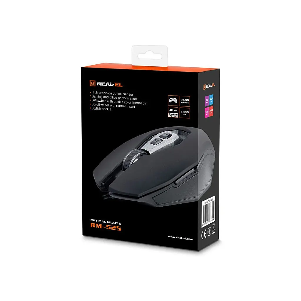 Мишка REAL-EL RM-525 USB Black (EL123200029) - фото 5