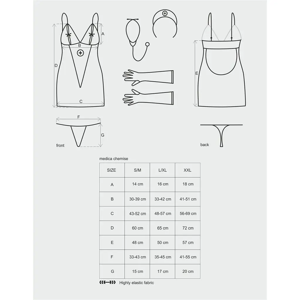 Еротичний мереживний костюм медсестри Obsessive Medica dress 5pcs costume L/XL - фото 5