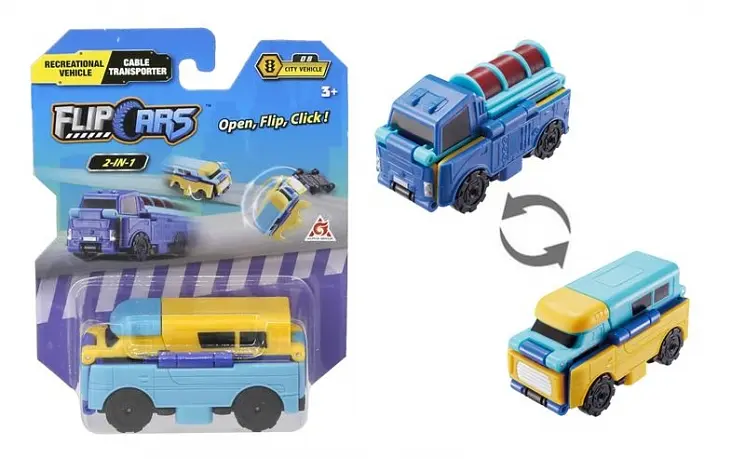 Машинка-трансформер Flip Cars Автомобіль караван і Автомобіль для поливу, 2 в 1, 8 см (EU463875-35) - фото 3