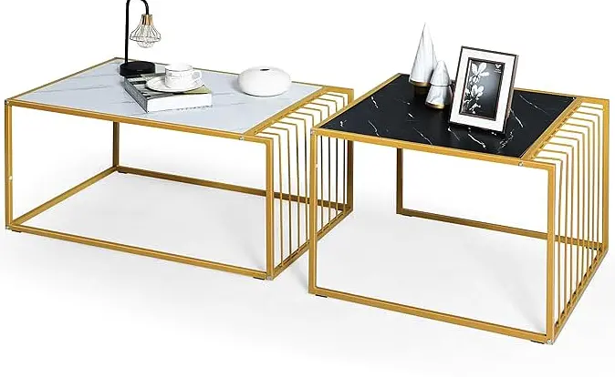 Комплект журнальних столів Costway Scorpion з штучного мармуру - фото 5