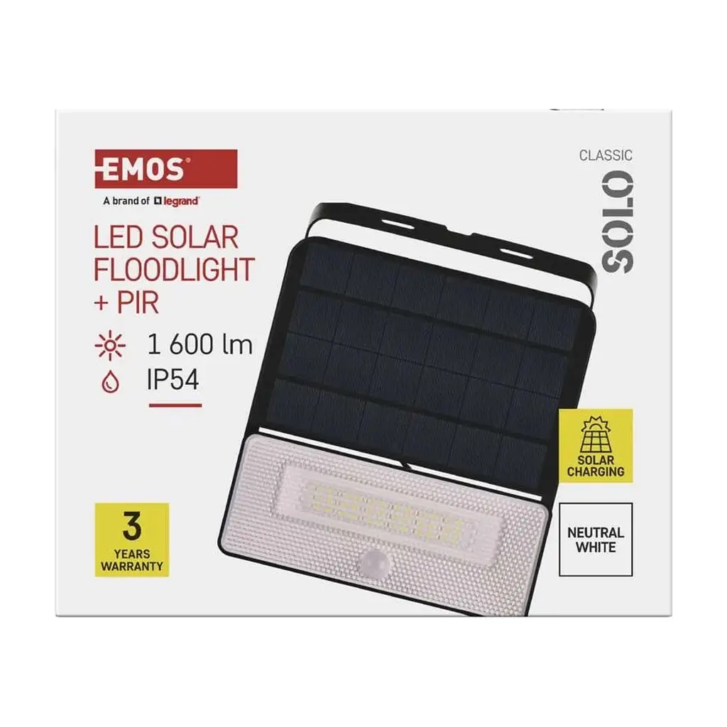 Прожектор EMOS сонячний світлодіодний 1600 лм IP54 4000K PIR (ZG122S) - фото 2