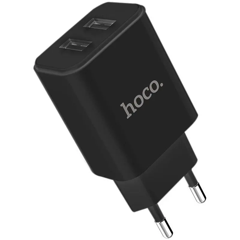 Мережевий зарядний пристрій 2USB Hoco C62A 2.1A Black + USB Cable iPhone 8 - фото 2