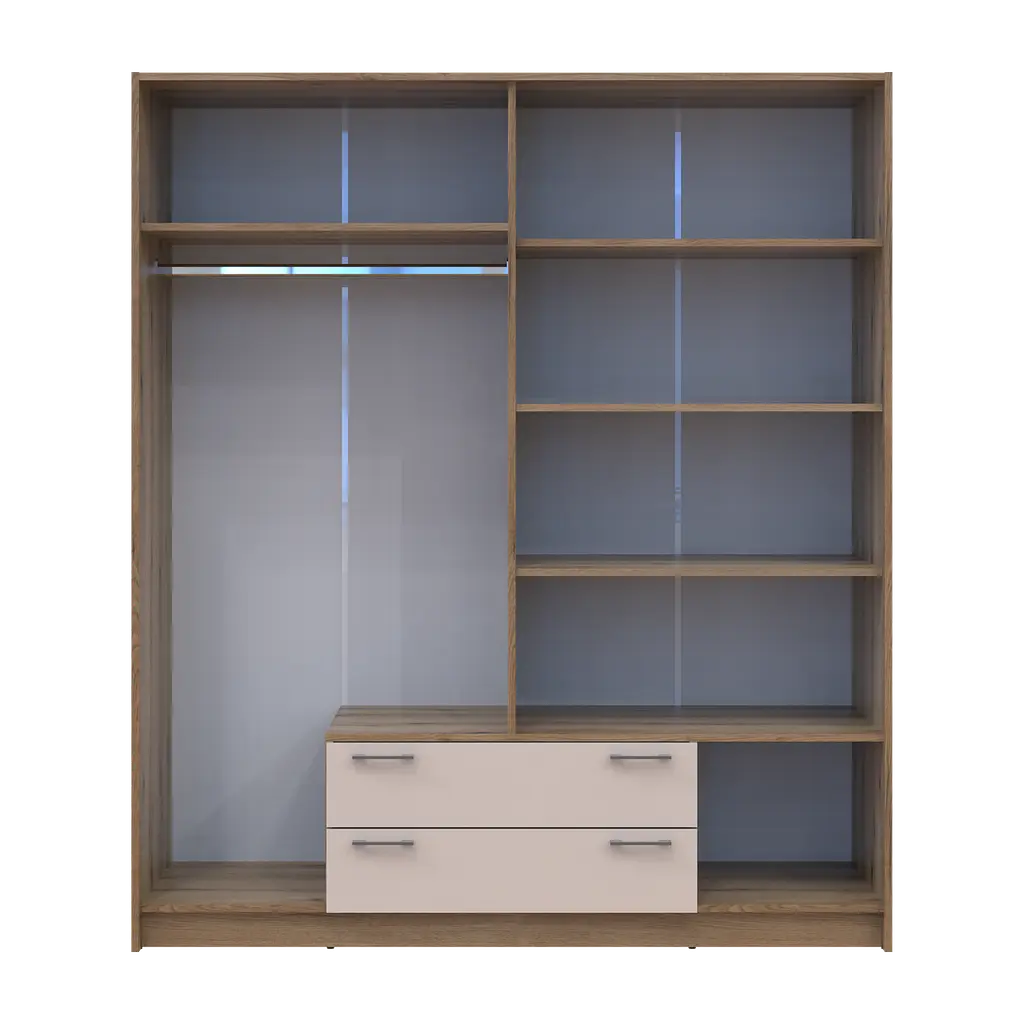 Шафа для одягу Doros Ронді з дзеркалом Дуб Артизан/Кашемір 4ДСП 160х52х195 (80737827) - фото 5