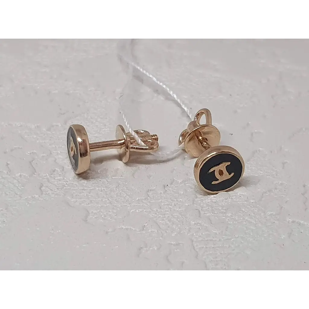 Золотые серьги-пуссеты Favoritum с эмалью. 210103 - фото 3