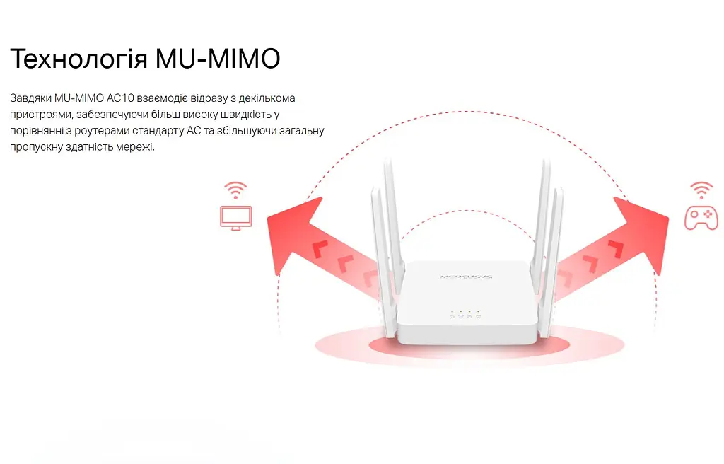 WI-FI роутер маршрутизатор Mercusys 10-AC 2.4 ГГц, 5 ГГц, Wi-Fi 5, AC1200, 867Мбит/с - фото 4