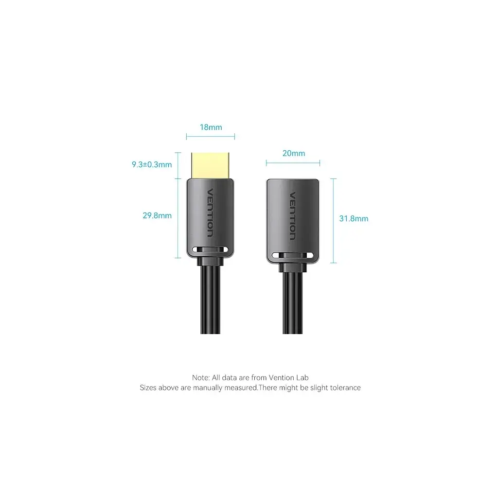 Кабель мультимедійний HDMI M to HDMI F 0.5m 4K60Hz black Vention (AHCBD) - фото 6