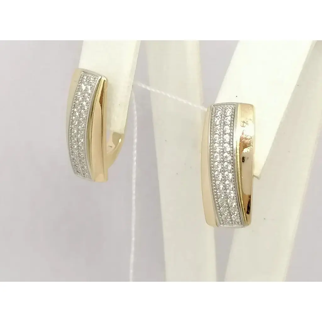 Золоті сережки Харківська ювелірна фабрика з фіанітами. 60152 - фото 3