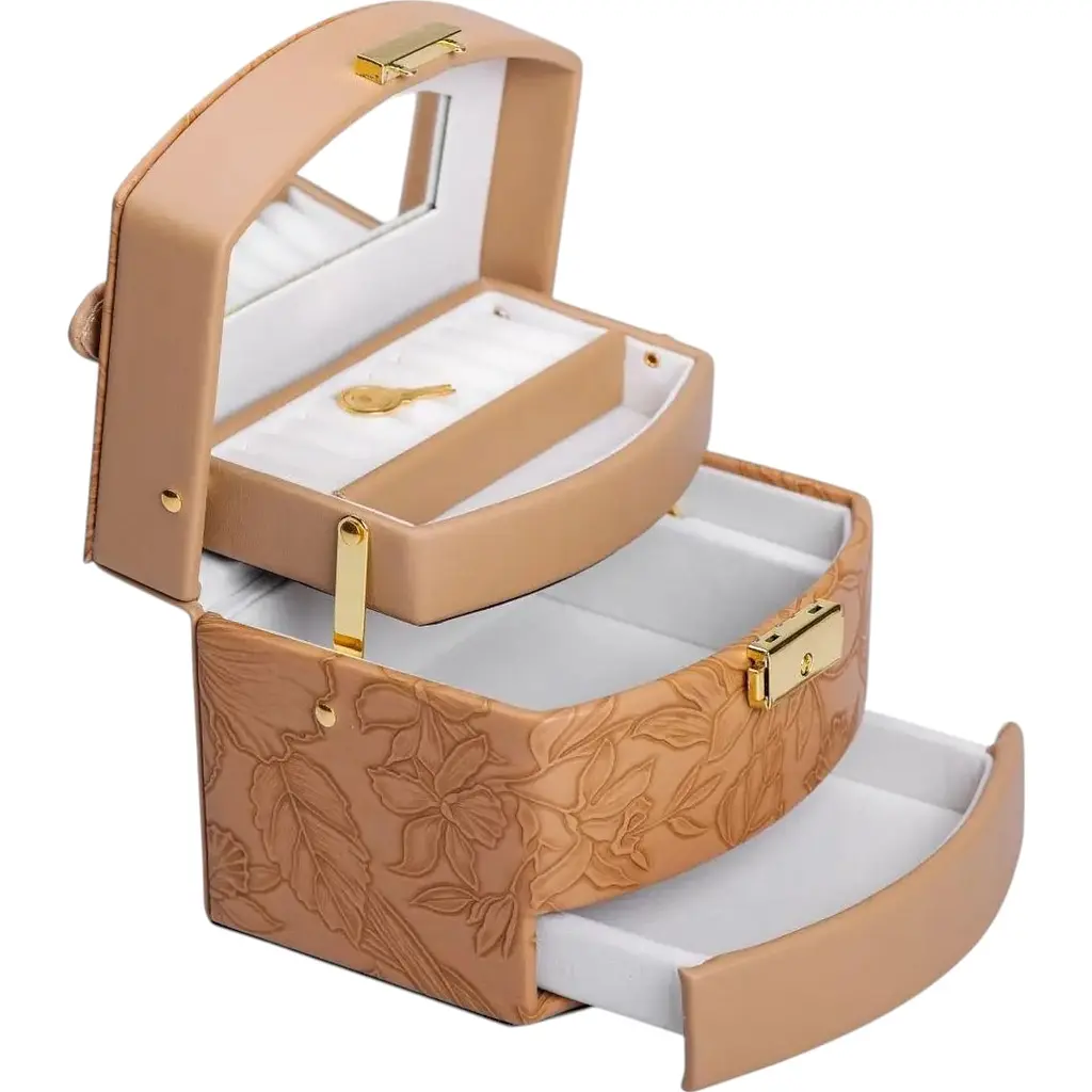 Кейс-шкатулка для украшений Yiwu с замком 15.5х11.5х11.5 см коричневый HP-5-23BR - фото 3