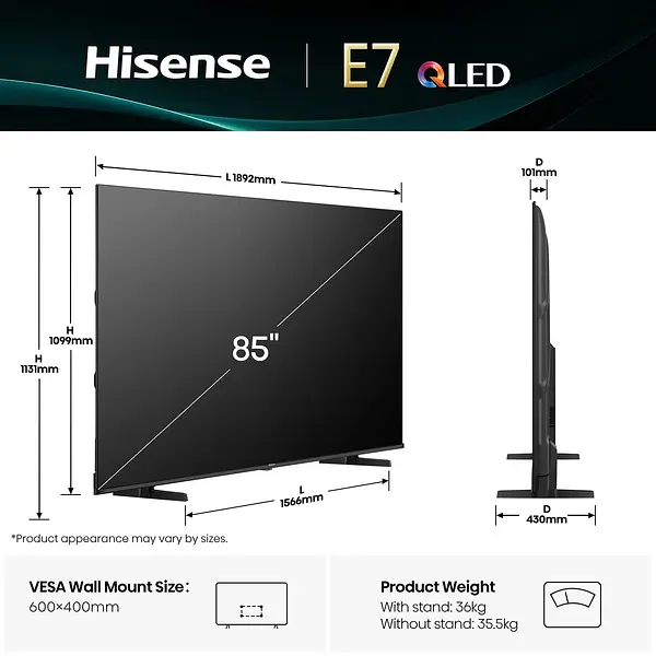 LED-телевізор Hisense 85E7Q - фото 3