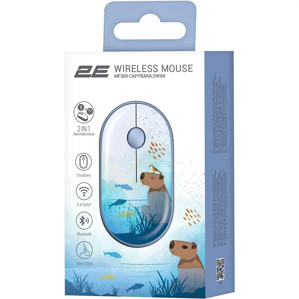 Бездротова миша 2E MF300 CAPYBARA:SWIM Silent WL BT, синій (2E-MF300WCAPIBARABL) - фото 2