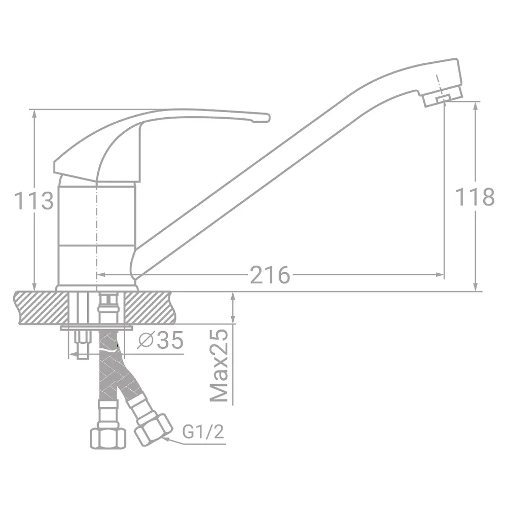 Змішувач для кухні TAU SD-2B243C 9804130 - фото 2