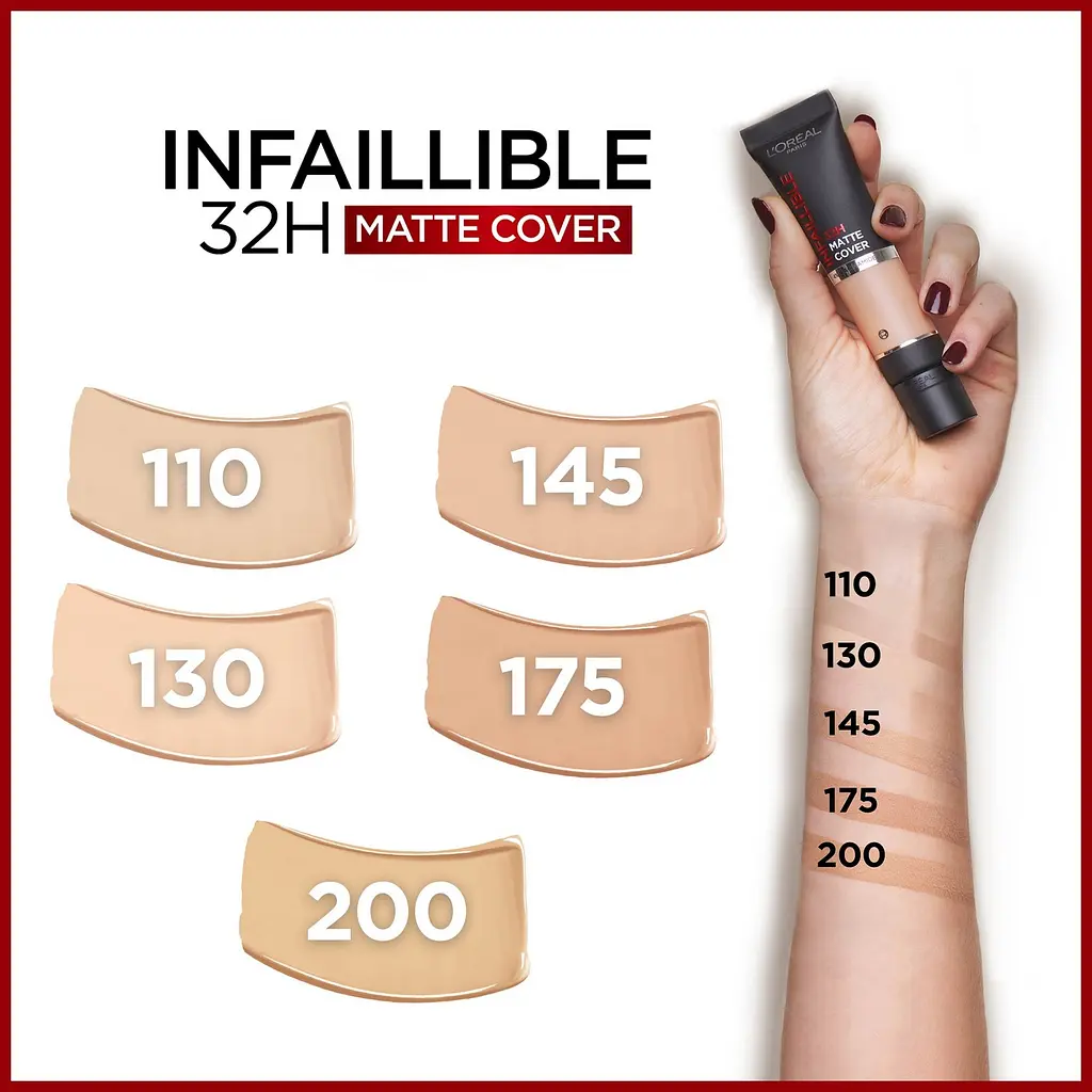 Тональный крем L’Oréal Paris Infaillible Matte 32H Матовое покрытие тон 110 (Vanilla Rose) 30 мг (A9958800) - фото 4