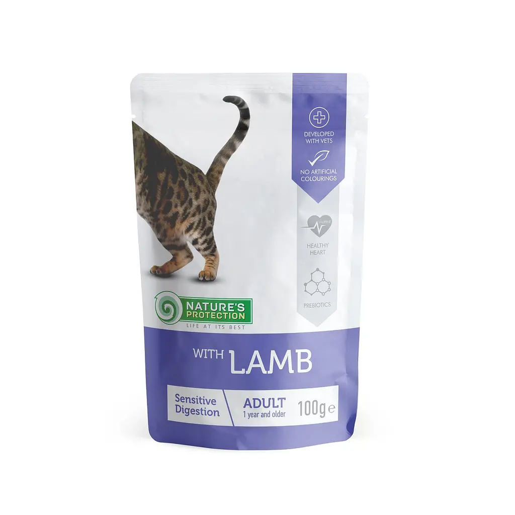 Вологий корм для котів з чутливим травленням з ягням Nature's Protection Sensitive digestion with Lamb, 100г
