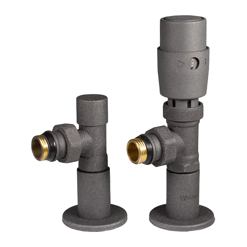 Дизайн крани радіаторні Ideale з термоголовкою 1/2”x1/2” ВЗ графіт кутові - фото 2