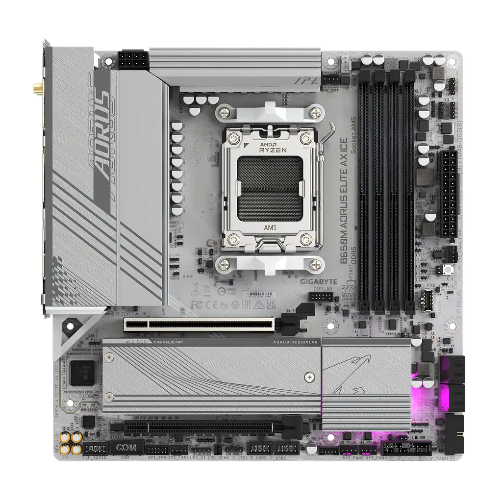 Mатеринська плата Gigabyte B650M Aorus Elite AX Ice Socket AM5 (B650M A ELITE AX ICE) - фото 2