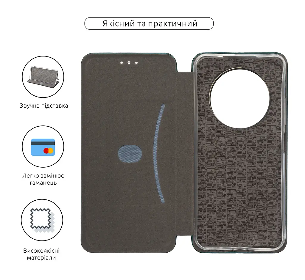 Чехол-книжка для TECNO Spark 30C 4G (kl5), G-Case, зеленый, кожаный чехол-книжка из экокожи (PU) и TPU, с магнитом, с подставкой и вместительным кардхолдером, противоударный, защита всего корпуса, ArmorStandart (ARM81219) - фото 3