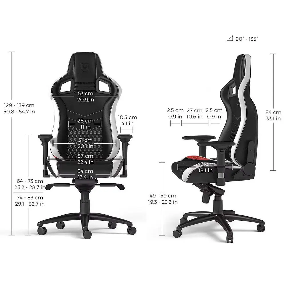 Геймерське крісло Noblechairs EPIC Real Leather Black, White and Red - фото 11